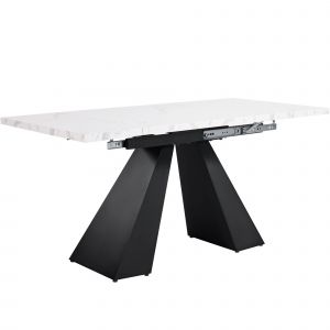 Table extensible, Table à manger extensible, Table extensible carrée, pour salon et bureau à domicile, 159×74×77 cm, Blanc+Noir   Aosom France