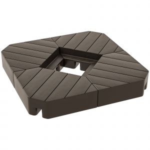 Outsunny Lot de 4 poids de lestage carr&eacute; pour parasols d&eacute;port&eacute;s pieds croix - &agrave; remplir d'eau ou de sable jusqu'&agrave; 60/80 kg