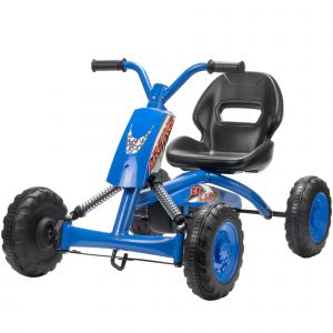 AIYAPLAY Kart &agrave; p&eacute;dales Go-Kart avec roues en PP ch&acirc;ssis en acier charge 30 kg pour gar&ccedil;ons et filles de 2-5 ans bleu