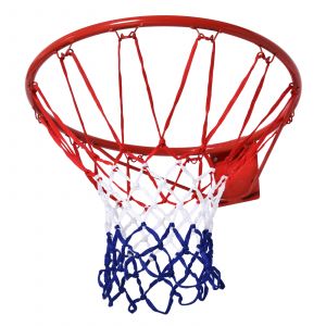 HOMCOM Panier de basket, anneau de basketball avec filet, suspendu mural intérieur et extérieur,  Ø 46 x 46 cm, rouge