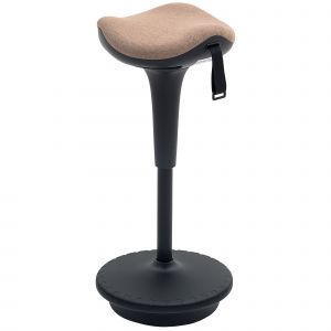 HOMCOM Tabouret basculant, siège mobile, pivotant, réglable en hauteur, ergonomique, 34 x 34 x 68,5-83,5 cm, Marron