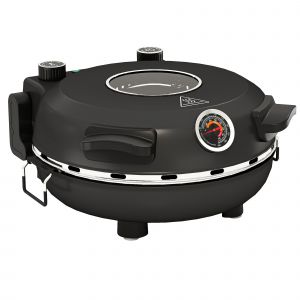 HOMCOM Four à pizza électrique 1200 W jusqu'à 430°C plaque en pierre réfractaire 30 cm minuterie température réglable noir