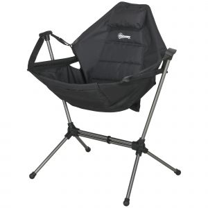 Outsunny Fauteuil de Camping &agrave; Bascule, pliable, dossier ajustable, cadre en aluminium, 54 x 100 x 101cm, Noir