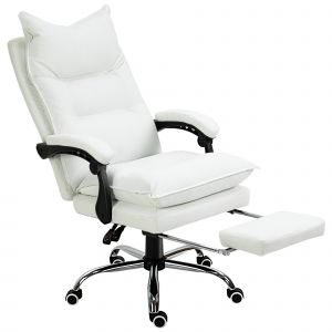 Vinsetto Fauteuil de bureau, chaise bureau ergonomique avec dossier inclinable, hauteur r&eacute;glable, 66 x 72 x 130 cm, blanc