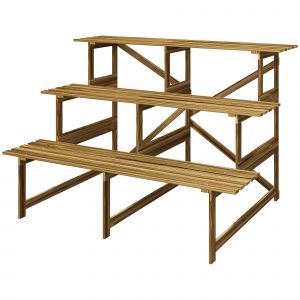 Outsunny Étagère à plantes, Étagère à fleurs, Rayonnage à fleurs, Étagère à plantes, Support à fleurs, 3 niveaux, Bois de sapin, 120 x 80 x 78cm