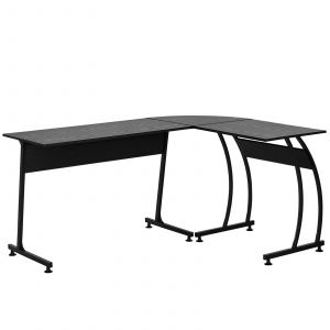 HOMCOM Bureau d'angle ordinateur  table en forme de L  grand plateau  design moderne  panneaux de particules et métal  112 5 x 152 x 74 cm  noir