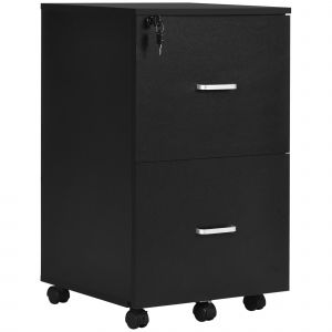 Vinsetto Caisson de bureau rangement sur roulettes dossier 2 tiroirs verrouillables en MDF panneaux de particules dim. 43L x 45l x 72H cm noir