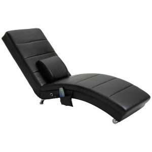 HOMCOM Fauteuil de relaxation massant Fauteuil de salon ergonomique haut dossier, avec design Zero-G en simili cuir m&eacute;tal mousse noir 58x163x87cm