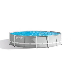 Kit Piscine hors sol tubulaire INTEX - Pris Frame - 457 x 107 cm - Ronde (Pompe, b&acirc;che, tapis de sol et &eacute;chelle) - 26724NP