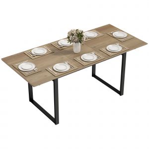 HOMCOM Table &agrave; manger extensible rectangle pour 6 &agrave; 8 personnes, table de cuisine avec rallonge 140-180 cm, effet bois naturel