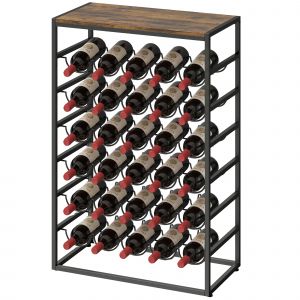 HOMCOM Casier &agrave; bouteilles pour 30 bouteilles, &eacute;tag&egrave;re &agrave; vin avec 6 niveaux, style industriel, 59x30x88,5cm, brun rustique