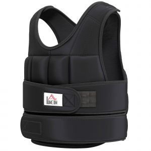 HOMCOM Gilet lesté réglable veste lestée 10 Kg max. poids amovibles entrainement musculation exercice boxe oxford 50x60cm noir