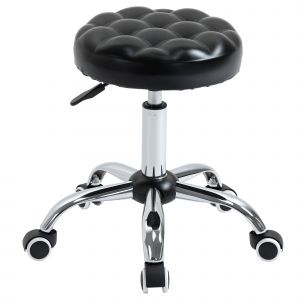 HOMCOM Tabouret de message tabouret pivotant à 360 ° hauteur réglable avec 5 roulettes similicuir noir Ø 48 cm x 47-59H cm