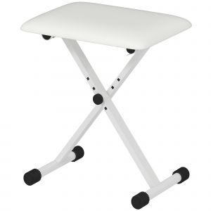 HOMCOM Tabouret piano pliable, banc piano réglable en hauteur, siège rembourré en PU, 39 x 29 x 37-47 cm, blanc