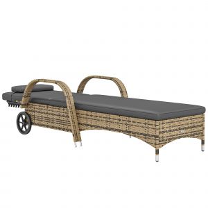 Outsunny Transat bain de soleil matelas inclinaison r&eacute;glable multipositions accoudoirs roulettes 200 x 73 x 30-103 cm jaune