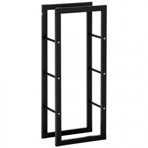 HOMCOM Etag&egrave;re porte bois de chemin&eacute;e porte-b&ucirc;ches design contemporain charge max. 100 Kg dim. 40L x 25l x 100H cm m&eacute;tal noir