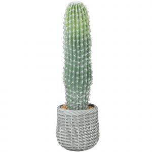 HOMCOM Cactus artificiel 66 cm, plante d&eacute;corative avec pot pour d&eacute;coration int&eacute;rieure, vert