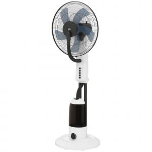 HOMCOM Ventilateur brumisateur 90 W 120 cm avec oscillation &agrave; 70&deg;, 3 vitesses, r&eacute;servoir d'eau de 2,8L et roulettes, blanc