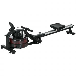 SPORTNOW Rameur &agrave; eau d'appartement rameur d'appartement pliable 6 niveaux de r&eacute;sistance &eacute;cran LCD multifonction acier PC noir