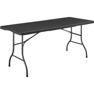 Table de r&eacute;ception pliante - TERRANOVA - Noir - Structure en acier et Plateau en Poly&eacute;thylene PEHD - 8 personnes - 180x74xH73,5 cm