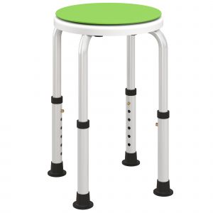 HOMCOM Tabouret de douche siège de douche antidérapant tabouret de bain hauteur réglable pivotant à 360° en aluminium