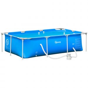 Outsunny HOMCOM Piscine tubulairepiscine hors-solrectangulaire en acier avec pompe de filtre piscine pour enfants et familles pour jardin et terrasse