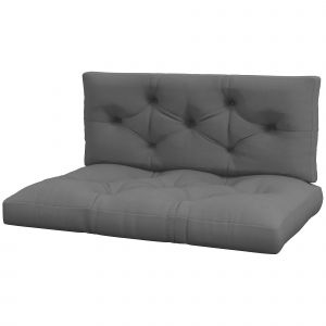 Outsunny Lot de 2 coussins assise et dossier pour banc banquette, palette 2 places dim. 120L x 80l x 12H cm Polyester Gris