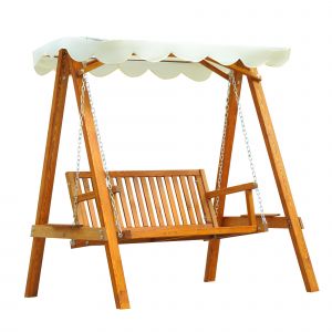 Outsunny Balancelle de jardin balancoire hamac banc fauteuil de jardin bois de pin 2 places charge max. 240 kg