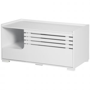PawHut Katzenschrank avec 2 &eacute;tag&egrave;res Design 2 en 1 Porte magn&eacute;tique Blanc