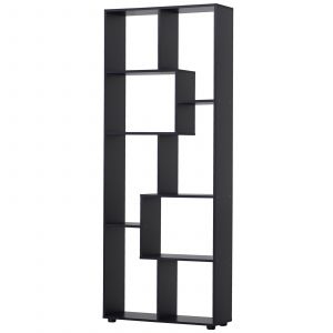 HOMCOM Bibliothèque étagère meuble de rangement en Zig zag Design Contemporain 70L x 24l x 178H cm Panneaux Particules noir