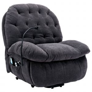 Fauteuil de Relaxation Électrique Massant et Chauffant avec Porte-Téléphone, Télécommande et Poche Latérale - Design Moderne, Gris