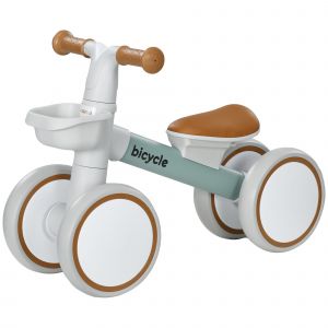 AIYAPLAY Draisienne vélo Enfant 4 roues selle réglable, guidon ergonomique alliage alu. PP, enfant 1 à 3 ans - Gris Marron vert