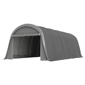 Outsunny Carport tente de garage 3,6 x 7,2 m abri voiture ext&eacute;rieur tente de stockage avec parois lat&eacute;rales amovibles, gris fonc&eacute;