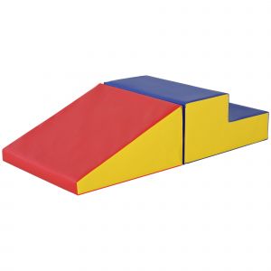 HOMCOM Parcours motricité bébé jouets d'escalade modulable 2 briques géantes en mousse 50 x 50 x 25 cm multicolore