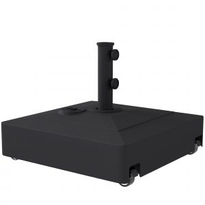 Outsunny Pied de parasol Carr&eacute;e, socle parasol ext&eacute;rieur Remplissable jusqu'&agrave; 61 kg Sable ou 40 kg Eau, 54,5 x 54,5 x 40 cm, noir