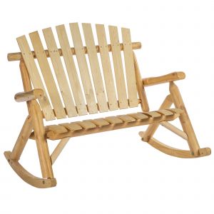 Outsunny Fauteuil de Jardin Adirondack à Bascule 2 Places Rocking Chair Style néo-rétro Assise Dossier Ergonomique Bois Naturel de pin