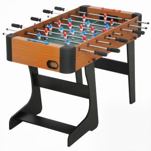 SPORTNOW Baby-foot pliable en bois table de babyfoot pliable sur pied avec 2 balles 22 joueurs, 118 x 107,5 x 78 cm, marron