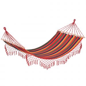 Outsunny Hamac de Voyage Respirant Multicolore en Coton et Polyester 2x1m   Aosom France