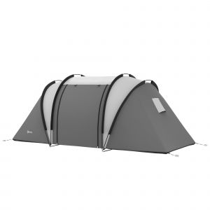Outsunny Tente de camping familiale 4-5 personnes avec 2 chambres 3 fen&ecirc;tre, sac de transport, &eacute;tanche, dim. 450L x 220l x 180Hcm