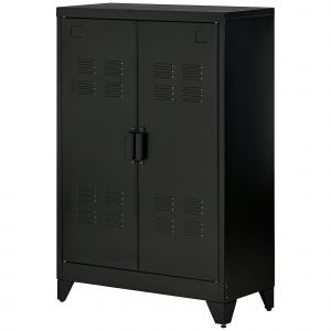 HOMCOM Armoire de Rangement métal Garde-robe Caisson de dossier Armoire Bureau sur pied Style Industriel - 2 étagères - Noir