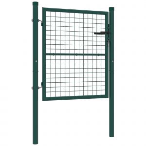 Outsunny Portillon de jardin en acier 97 x 150 cm portail de jardin avec serrure, clés et poignée, vert