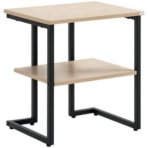 HOMCOM Table d'appoint gu&eacute;ridon avec 2 plateaux en m&eacute;tal et panneaux de particules - dim. 45L x 35l x 48H cm