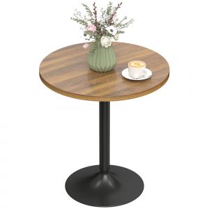 HOMCOM Table de bar ronde 60 cm, table haute cuisine mange-debout avec patins antid&eacute;rapants, pour cuisine, salon, noyer