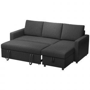 HOMCOM Canap&eacute; d'angle convertible modulable avec m&eacute;ridienne r&eacute;versible, coffre de rangement et 3 coussins de dossier, noir