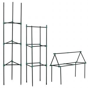 Outsunny Support de croissance, Ensemble de 3, Treillis de plantation, design modulaire, pour extérieur et intérieur, Acier, vert, 38 x 38 x 182 cm