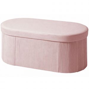 HOMCOM Pouf de rangement Banquette de rangement pliante 72 L 76x38x35 cm Rev&ecirc;tu de velours Coffre de rangement Rose