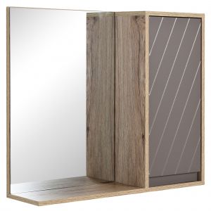 HOMCOM Miroir Mural Salle de Bain avec Étagère et Placard Chêne Clair Gris   Aosom France