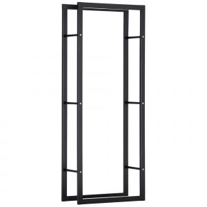 HOMCOM Etag&egrave;re porte bois de chemin&eacute;e porte-b&ucirc;ches design contemporain charge max. 100 Kg dim. 60L x 25l x 150H cm m&eacute;tal noir