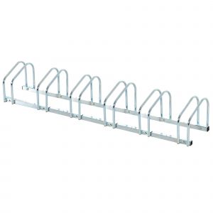 HOMCOM Râtelier 6 vélos range-vélos support rangement vélo à pneu 65 mm dim. 179L x 33l x 27H cm acier galvanisé argent