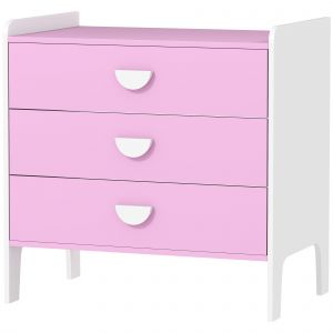 AIYAPLAY Commode pour enfants, commode rangement 3 tiroirs pour chambre d'enfant, crèche, salle de jeux, 60 x 40 x 60 cm, rose